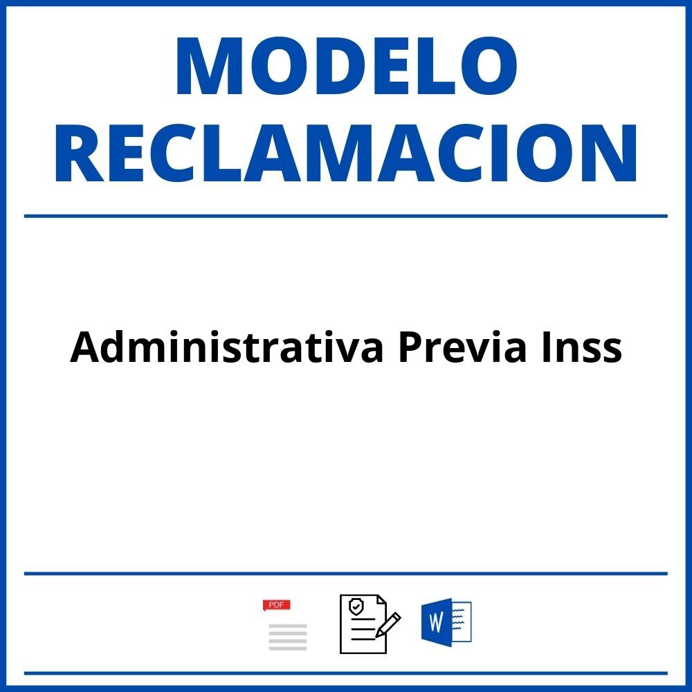 Modelo Reclamacion Administrativa Previa Inss