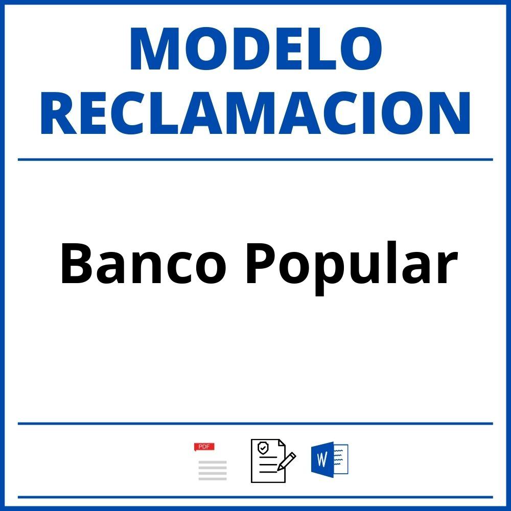 Modelo Reclamacion Banco Popular