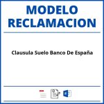 Modelo Reclamacion Clausula Suelo Banco De España