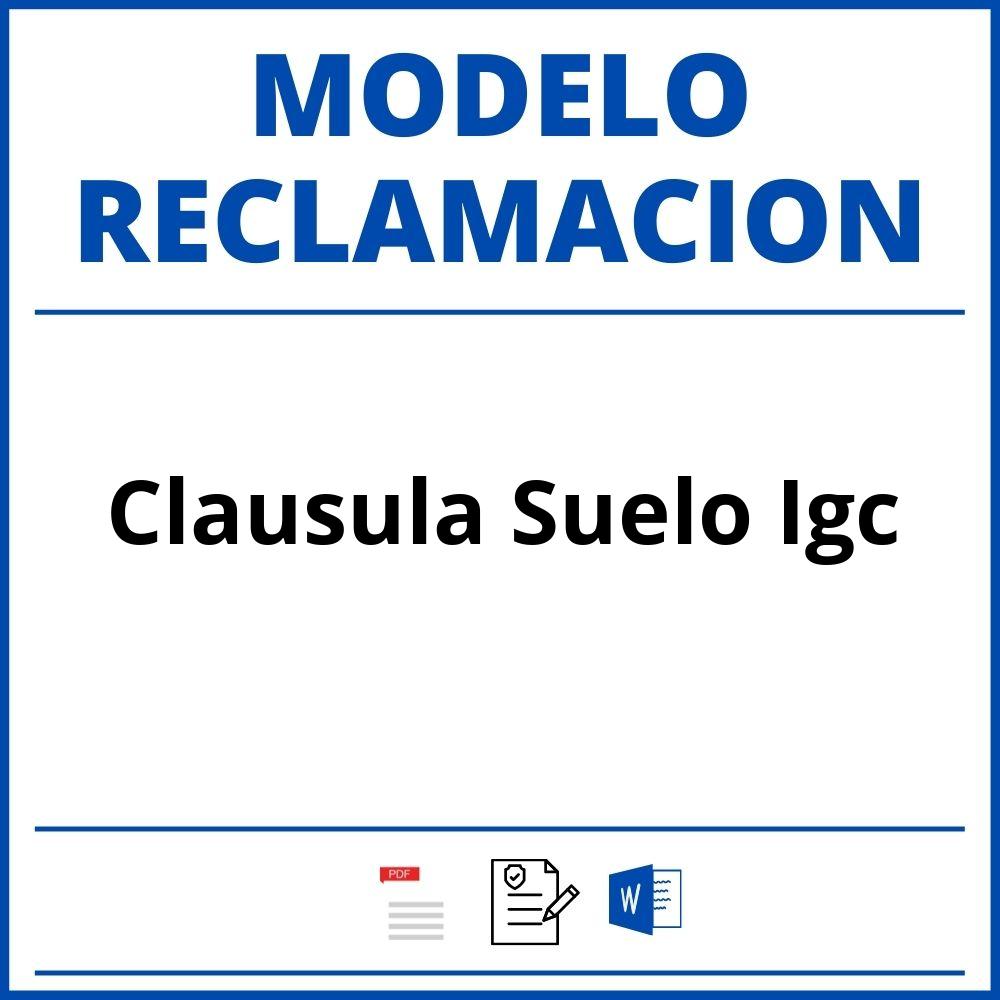 Modelo Reclamacion Clausula Suelo Igc