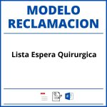 Modelo Reclamacion Lista Espera Quirurgica