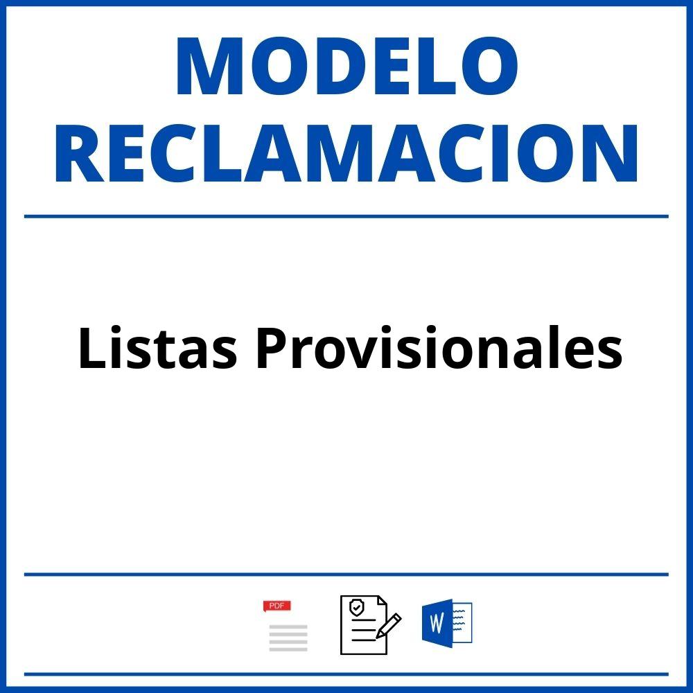 Modelo Reclamacion Listas Provisionales