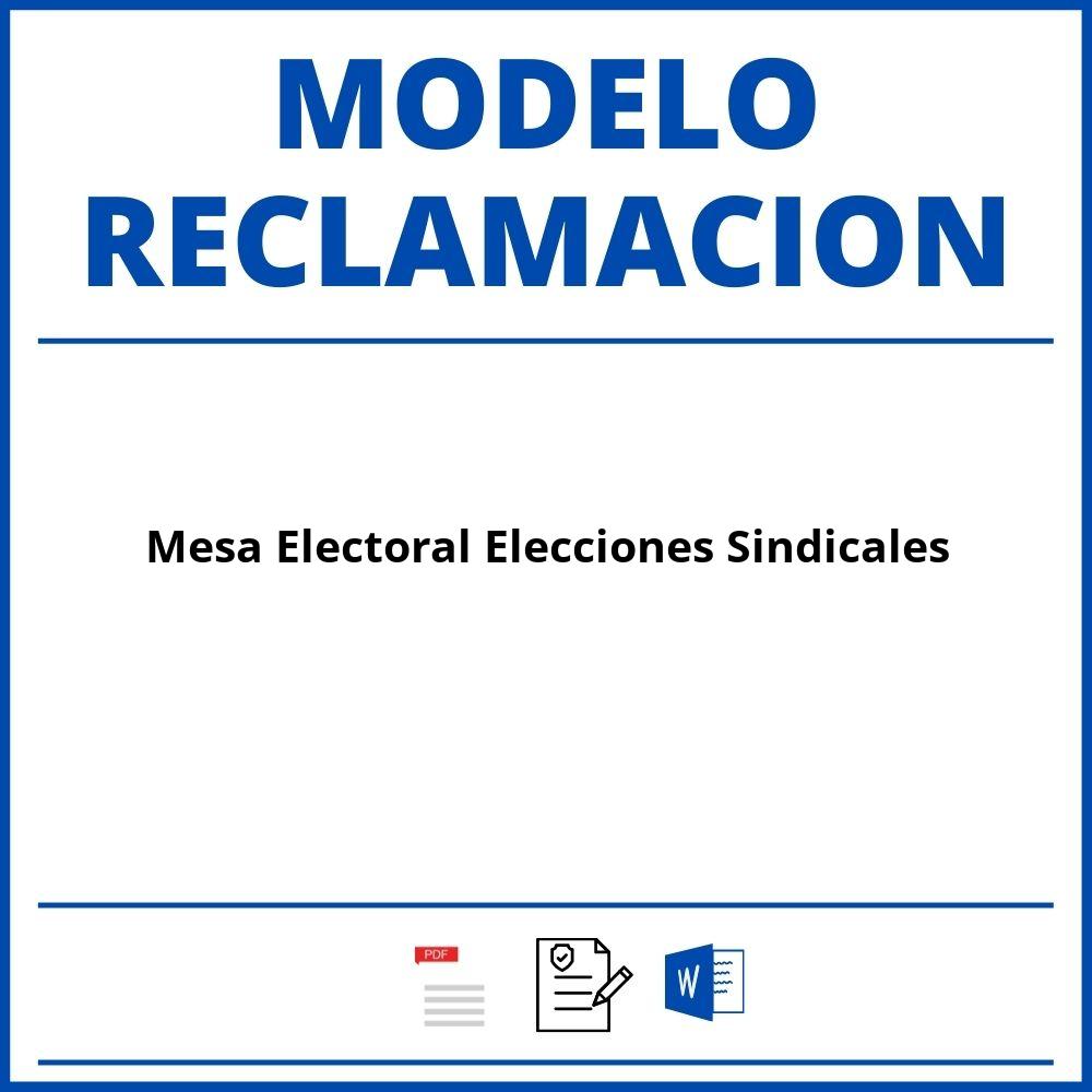 Modelo Reclamacion Mesa Electoral Elecciones Sindicales WORD PDF