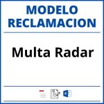 Modelo Reclamacion Multa Radar