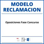 Modelo Reclamacion Oposiciones Fase Concurso