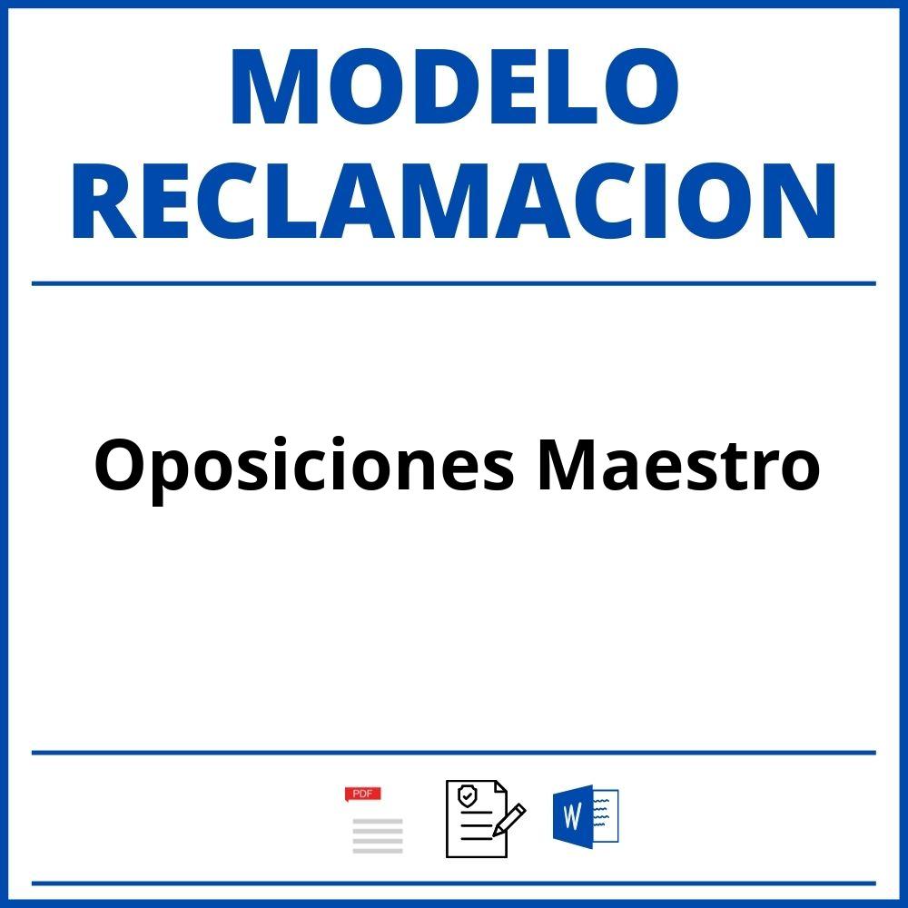 Modelo Reclamacion Oposiciones Maestro