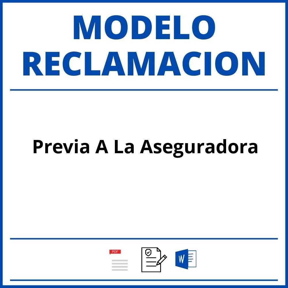 Modelo Reclamacion Previa A La Aseguradora