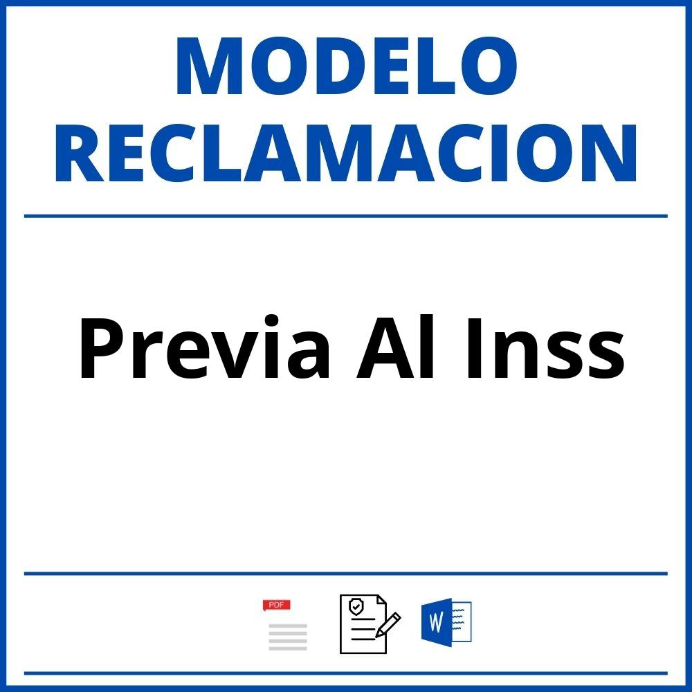 Modelo Reclamacion Previa Al Inss