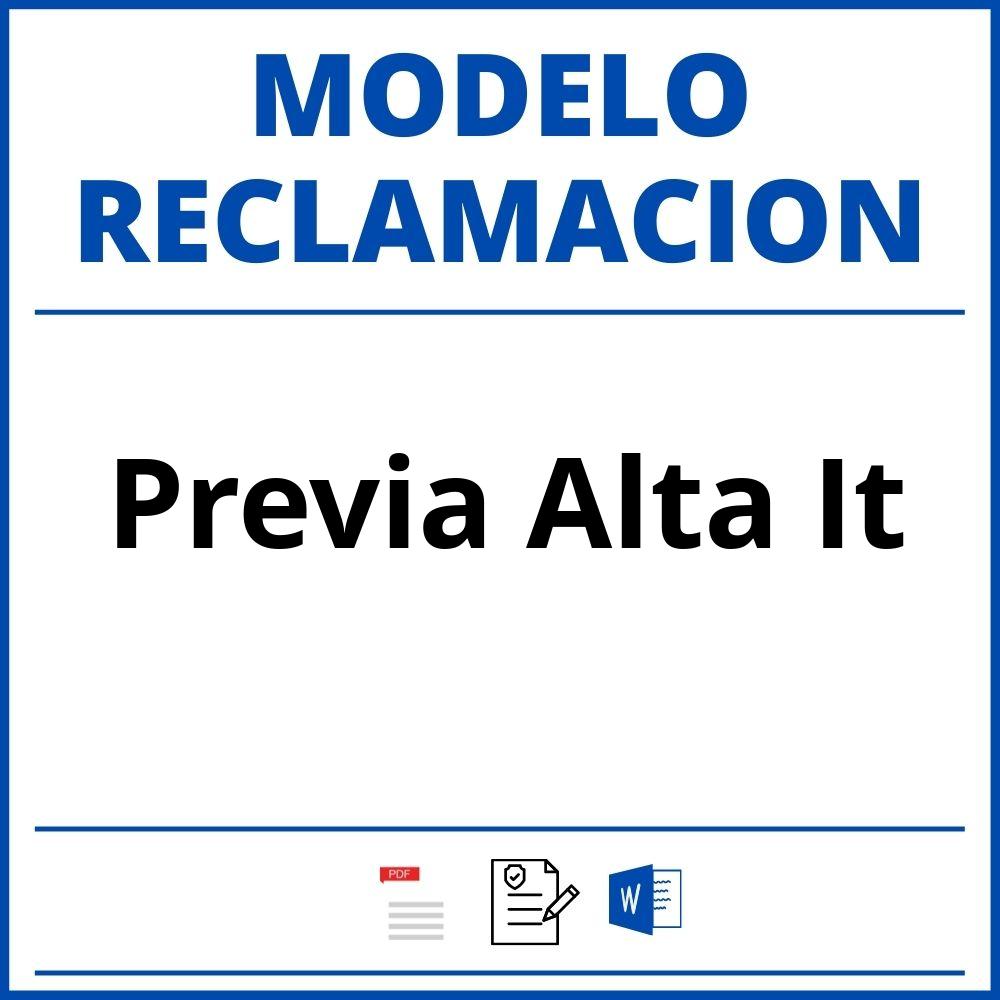 Modelo Reclamacion Previa Alta It