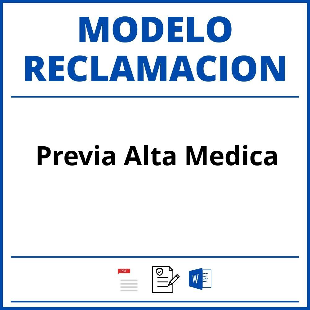 Modelo Reclamacion Previa Alta Medica