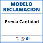 Modelo Reclamacion Previa Cantidad