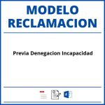 Modelo Reclamacion Previa Denegacion Incapacidad