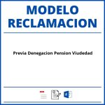 Modelo Reclamacion Previa Denegacion Pension Viudedad