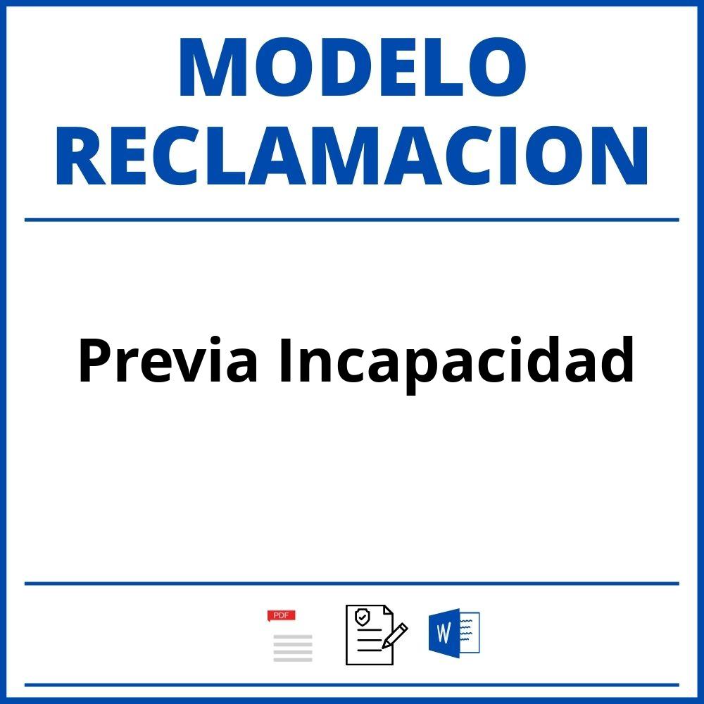 Modelo Reclamacion Previa Incapacidad