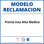 Modelo Reclamacion Previa Inss Alta Medica