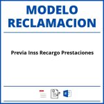 Modelo Reclamacion Previa Inss Recargo Prestaciones